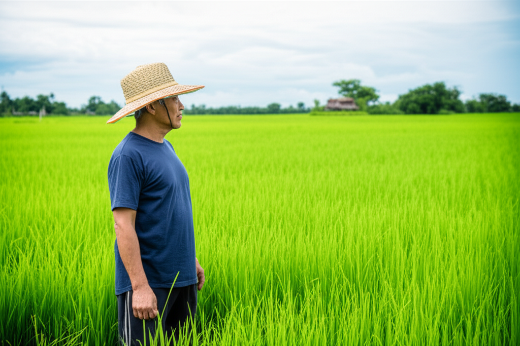 Farmer using technology
